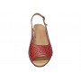 sandale dama rosii din piele naturala perforate cu toc mediu CP431R